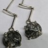 Quartz blanc inclusions tourmaline noire boucles oreilles serti argent 9.125